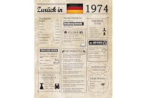 Woaipati Zurück im Jahr 1974 Geburtstag Poster,Dekoration zum 50.Geburtstag für Frauen oder Männer,edle Vintage-Tischdekoration,tolles Geschenk für 50-jährige Frau oder Geschenk für 50-jährigen Mann