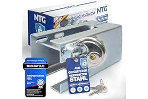 ‎NTG NTG – Anhängerschloss Rundschloss Diebstahlsicherung für Anhänger & Wohnwagen verzinktes Deichselschloss mit Schlüssel Kastenschloss für Anhängerkupplung robust & wetterfest Universal-Zubehör