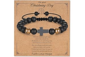 Toplstud Confirmation First Holy Communion Gift for Boys - Cross Bracelets for Son Grandson Brothers Nephew - Birthday Graduation Gift Bracelets for Boys - Religious Jewellery Present for Christians