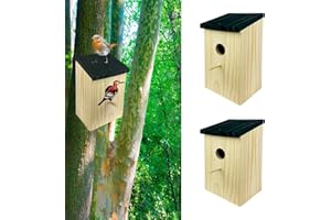 ADEPTNA 2 Pack Wooden Bird Nesting Box - Eco-Friendly, Weatherproof Birdhouse for Small Wild Birds like Blue Tits, Robins, Sparrows, and Great Tits Durable Bird House for Garden
