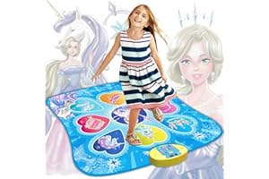 SUNLIN Tapis de Danse, Jouets Cadeaux pour Filles de 3 à 8 Ans, Jouets Thème Frozen, avec 7 Modes de Jeu, 5 Niveaux de Défi, 9 Musiques Intégrées, Cadeaux d'anniversaire pour Enfants de 3 à 12 Ans