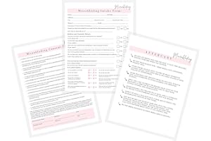 LASHICORN Microblading Intake, Consent, and Aftercare Form | Printed Physical 8.5 x 11" A1 Forms | Clients Signature | White and Pink Design