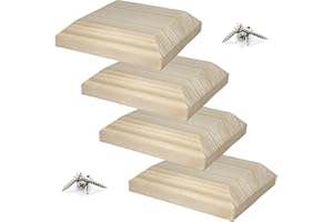 IRONTITE® 4x Wooden Fence Post Tops 4" Plain 4x4, Newel Post Cap Fence Toppers To Suit 100mm (4") Square Fence Newel Posts. Protect Your Posts With This Wood Fence Post Protector (UNTREATED)