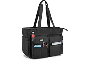 LoDrid Teacher Bag with Bottom Pad, with Separated Storage Laptop Layer (up to 15.6 Inch), Teacher Bags and Totes, Teacher Utility Bag with Large Compartment