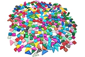 BTMIEY 500 g di piastrelle a mosaico in vetro lucido con glitter irregolari casuali per artigianato, set di pezzi per mosaico in vetro, per tazze, cornici, decorazione della casa, progetti artistici fai da