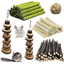 Giocattoli Per Criceti In Legno Di Melo - Set Con Ponte, Altalena E Accessori - Per Roditori Divertimento E Salute - Foto 9