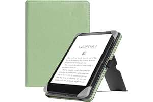 HGWALP Universal Case for 6" eReaders, Folio Leather Stand Cover with Handstrap Compatible with All 6 inch Paperwhite/Kobo/Tolino/Pocketook/Sony E-Book Reader-Matcha