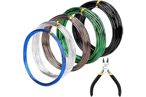 Mardatt 6Pcs Bonsai Training Wire Kit, 0.8mm 1mm 1.5mm 2mm 3mm Bonsai Wire Anodized Aluminum Wire Aluminum Bonsai Wire with Wire Cutter for Designing Bonsai Branches Trunks