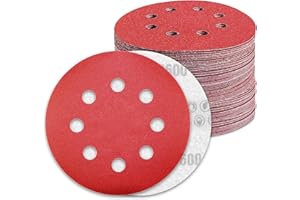 AWUTZUT Dischi Abrasivi 125mm 8 Fori Grana 600 Carta Vetro Abrasiva 100Pz per Levigatrice Orbitale