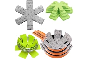 Naturezhen 12Pezzi Proteggi per Pentole, Separatori Pentole, 6 Diverse Dimensioni, Feltro Separatore Antiscivolo Protezioni per Separare Le Pentole e Proteggerne Le Superfici per Evitare Graffi