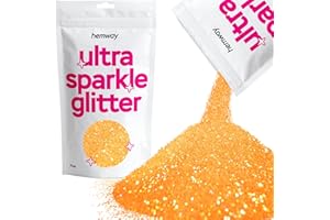 Hemway Ultra Sparkle Glitter - Fluorescent Orange | 100g Fine Metallic Flakes for Resin & Epoxy Crafts | Supplies for Tumblers, Festival, Hair, Face, Body, Eye & Nail Art Decoration
