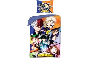 HALANTEX My Hero Academia Single Duvet Cover Set – Reversible Blue Anime Bedding | Soft Microfibre Quilt Cover & Pillowcase | Kids Teens Boys Bedroom Décor