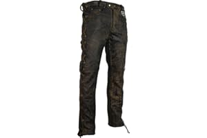 MDM Lederhose an den Seiten geschnürt in braun Bikerjeans Lederjeans Rockerhose Western Lederhose