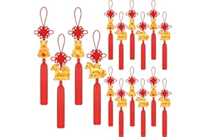 JULMELON 18PCS Chinese New Year Decorations 2026 Year of The Horse Gold Coinages Feng Shui Hanging Pendants Chinese Knot Good Lucky Charms Ornaments Spring Festival Lunar New Year Wealth Success