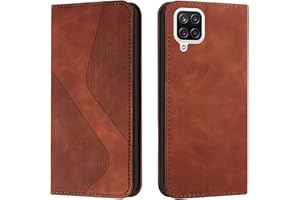 NEXCURIO Funda Tipo Cartera Libro para Samsung Galaxy A12 / M12 Carcasa Protectora Cuero Flip Cover Case Piel con Tarjetero Tapa Soporte Plegable Antigolpes - Marrón