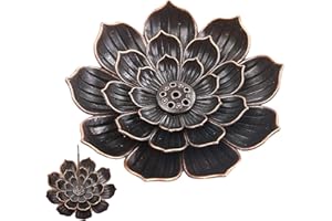 YUEMING Porta Lotus in Ottone, Porta Incenso di Loto in Ottone Bruciatore di Incenso a Cono con Sensore di Cenere per Accessori Casa Ufficio Casa Tè Camera Yoga Camera
