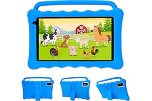 BYYBUO Kids Tablet, 7 Inch Android 12.0 GO Tablet for Kids, 1920 * 1200 Full HD Eye Protection Screen Toddler Tablets with Shockproof Case (Light Blue)