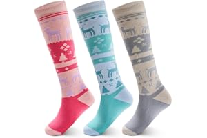 AISYEE Chaussette Ski Enfant Chaussettes longues Unisexes Chaussettes Chaudes d'hiver Enfants Chaussettes Thermiques Garcon Chaussettes épaisses en coton pour Garçon Fille Lot 3 Paires