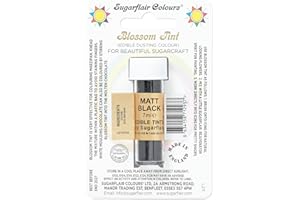 SUGARFLAIR COLOURS Sugarflair Blossom Tint Matt Black Food Colouring and Dusting Powder, Matt Finish, Brush On or Mix with Rejuvenator Spirit to Create a One of A Kind Cake - 7ml