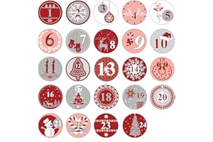 Oblique Unique® Lot de 24 autocollants pour calendrier de l'Avent Motif de nombres pour bricolage et décoration de Noël – au choix