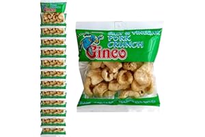 Ginco Salt and vinegar pork crunch, 12 x 25g Packs of Deliciously Seasoned Crispy Pork Puffs, High Protein Low Carb pub snacks, keto friendly snacks