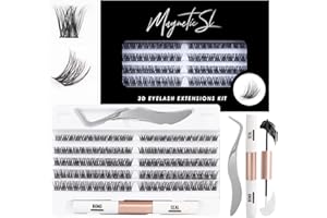 MAGNETIC SL 120pcs Wimpern Cluster DIY Wimpern-Extensions Kit mit Applikator und Wimpernkleber und Versiegelung Falsche Wimpern Natürlicher Look C D Curl Weiche Wimpern Länge Mix 10-16MM-DM01
