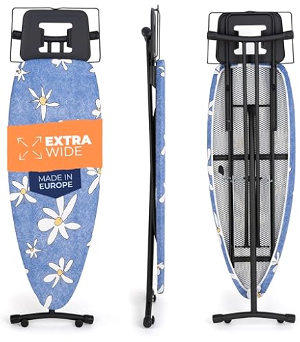 Planche à Repasser Aoufottes Avec Support Fer - Compacte, Hauteur Réglable 75-95 Cm, Housse 120x38 Cm