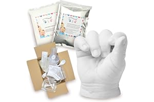 Lucky Hands® Kit per Impronte 3D | per stampi di mani | Idea regalo Festa della mamma (0-6 mesi | con accessori, 2-3 stampi)