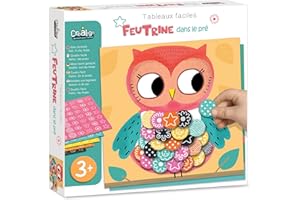 CREA LIGN' Créa Lign'’ – Tableaux Feutrine enfant 3+ – Kit Créatif DIY Gommettes Autocollantes – Activité Manuelle et Loisirs Créatifs – Thème “Dans le Pré” – Animaux – Filles et Garçons