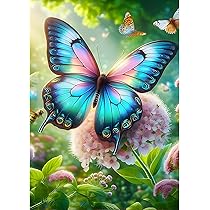 Diamond Painting Schmetterling - 5D DIY Bild Mit Weißen Blumen | 30x40cm