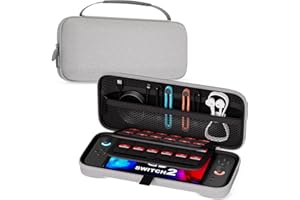ProCase Bolsa para Nintendo Switch 2 2025, Estuche de Viaje Rígido con 24 Ranuras para Juegos, Protector Portátil para Consola, Joy-con y Accesorios – Gris [Nintendo_Switch 2]