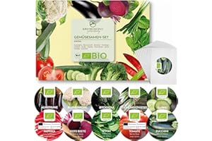 BIO Kit de graines potager avec 10 variétés de légumes - semis potager de culture biologique prêt à pousser idéal pour terrasse, balcon & jardin