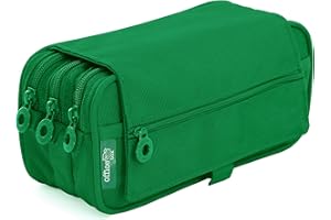 office box Estuche Triple con Tira para Trolley con 3 Grandes Secciones Interiores y Cierre de Cremallera Individual, Horario e identificador (Verde)