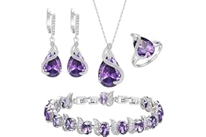 EVER FAITH Parure Bijoux 4PCS Ensemble Goutte d'eau Cubique Zircone Glamour Collier Boucles d'oreilles Bracelet de tennis et Anneau Ouvert pour Dames de Mariage Fête Clair Ton d'argent
