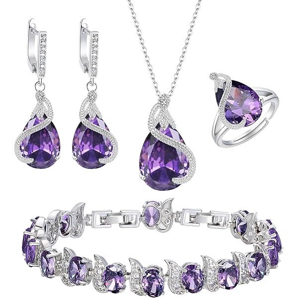 Crystalline Azuria Dames 18 kt Witgoud Verguld Tranen Witte Zirkonia Kristallen Set Halsketting 45 cm Bengelen Oorbellen