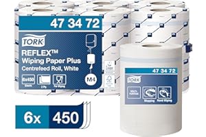Tork Reflex Papier d'Essuyage Plus blanc M4, mandrin SmartCore, 6 x 450 feuilles, 473472