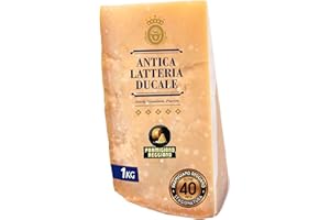 Parmigiano Reggiano Dop 40 mesi da Allevamento e Agricoltura Sostenibili - Premiata Produzione Artigianale dal 1949 - Formaggio Naturalmente Privo di Lattosio ANTICA LATTERIA DUCALE (1kg - 1pz)