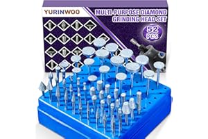 YURINWOO 52 Pièces Fraises Diamantée Grain 120 Compatibles avec Dremel, avec Coffret de Rangement Bleu, Tige de 3mm Pour le Verre, Les Pierres Précieuses, Jade, Le Polissage des Détails, Gravure, Meulage