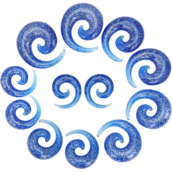 Étireurs D'oreille En Verre Pyrex - Paire De Tapers Spirale, Tailles 6mm à 16mm, Hypoallergénique - 3