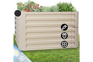 blumfeldt Fioriera da Esterno, Orto Verticale Rialzato da Esterno per Balcone e Giardino, Mini Orto Rialzato per Piantine, Giardino Verticale da Esterno, Impermeabile 600L, 100 x 60 x 100cm (Beige)