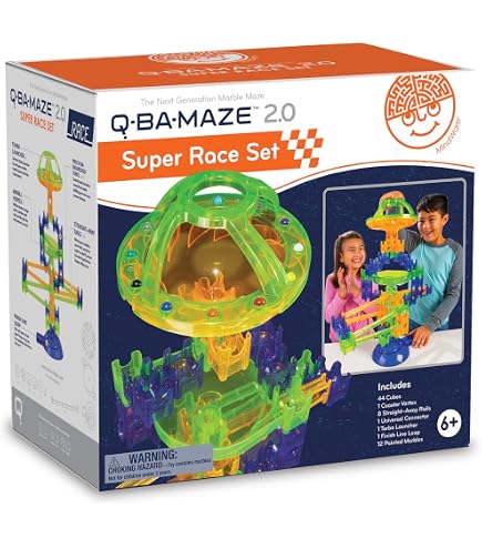 MindWare Q-BA-Maze Action Stunt Marble Run - STEM Building Toy For Kids Ages 6+