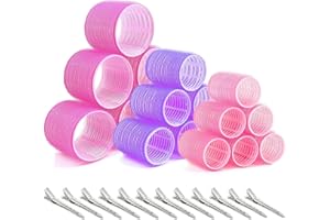 GNEUFVIE Lockenwickler Große Locken 30 Stücke, Hitzefreie Jumbo Groß Kleine Lockenwickler Set Selbsthaftend Hair Rollers 64 mm 48mm 36mm mit 12 Stücke Klammern für lange mittlere kleine Haar