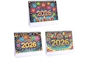 CXINLky Diamond Art Painting Calendario da tavolo 2026, Diamond Art Natale da scrivania con supporto, calendario da tavolo con lista di cose da fare sul retro, 3 pezzi