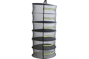 Heisenberg Trockennetz hängendes Drying Net 6 Lagen, Ø 60 cm, rundum geschlossen mit Reißverschlüssen zum Trocknen von Kräutern und Pflanzenteilen