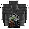 MAKINGTEC 10 Pack Mesh Drawstring Bag 12 x 8 inch, Mesh Bags Multi-Purpose Net Bag with Cord Lock Closure for Home Kitchen Laundry Travel Camping Outdoor Basketball Socce Nylon Bags
