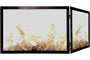 ANTECH Parascintille Camino Angolare Reversibile 90 x 50 x 50 Modello DOLOMITE – Schermo Protettivo per Camino in Ferro Battuto, Design Elegante, Protezione Fuoco e Scintille - Griglia di protezione camino