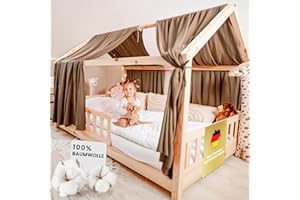 ‎LILIMAUS lilimaus Hausbett Himmel - 100% Baumwolle Betthimmel aus Musselin - Hausbett Deko - Geschenk Mädchen & Jungen - Himmelbett Vorhänge für 90x200 & 120x200 Kinderbetten - Baldachin Kinderzimmer Deko