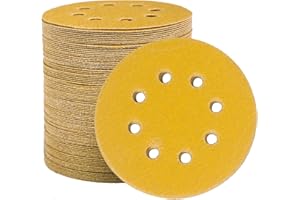 STEBRUAM Disco de Lija Discos de Lija de 100 Piezas 120 Granos Discos de Lija 125mm Papel abrasivo autoadhesivos Discos de Pulir Hook and Loop Papel de Lija Abrasivos 8 Agujeros para Lijadora Orbital