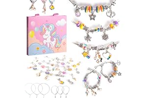 YAAVAAW Unicorn Gifts for Girls Charm Bracelet Making Kit for Girls Jewellery Making Kit Toys Christmas Stocking Fillers Kids Craft Set Birthday Presents Gifts for 5 6 7 8 9 10 Year Old Girl Rrainbow