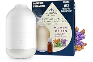 Glade Aromatherapy Difusor De Aceites Esenciales, Fragancia Moment Of Zen, Lavanda & Sandalwood, Difusor Y Recambio, Con Usb Y Luz Regulable, Color Incoloro, 84x108x138